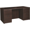 Lorell Prominence 2.0 5-Drawer Laminate Espresso Double-Pedestal Desk