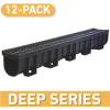 Deep Series 39.4 in. L x 5.4 in. W x 5.4 in. D Trench and Channel Drain Kit with Black Grates (12 Pack: 39.4 ft)