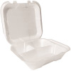 PLASTIFAR 9 in. x 9 in. x 3 in. 3-Compartment Hinged Foam Container, White (200 per Case)