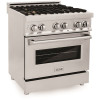 ZLINE Kitchen and Bath 30" 4.0 cu. ft. Dual Fuel Range with Gas Stove and Electric Oven in Stainless Steel with Brass Burner