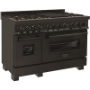 48" 6.0 cu. ft. Dual Fuel Range with Gas Stove and Electric Oven in Black Stainless Steel with Brass Burners