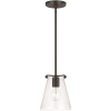 Generation Lighting Blaine 1-Light Matte Black Hanging Pendant with a Clear Glass Shade