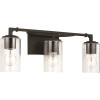 Generation Lighting Lawrence 3-Light Midnight Black Bathroom Vanity Light with Clear Seeded Glass Shades