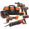 RIDGID 18V Brushless Cordless 4-Tool Combo Kit with (1) 4.0 Ah and (1) 2.0 Ah MAX Output Batteries, 18V Charger, and Tool Bag