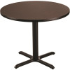 National Public Seating 36-inch Round Composite Wood Cafe Table, 30-in Height, Mahogany Laminate Top and Black X Base