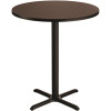 National Public Seating 36 in. Round Composite Wood Cafe Table, 42 in. Height, Mahogany Laminate Top and Black X-Base
