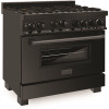 DO NOT SELL 36" 4.6 cu. ft. Gas Range with Convection Gas Oven in Black Stainless Steel with Brass Burners