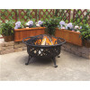Pleasant Hearth Traverse 35 in. x 24.21 in. Round Steel Wood Burning Black Fire Pit
