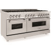 ZLINE Kitchen and Bath 60" 7.4 cu. ft. Dual Fuel Range with Gas Stove and Electric Oven in Stainless Steel with Brass Burners