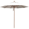 9 ft. Woodgrain Aluminum Commercial Market Patio Umbrella Fiberglass Ribs and Pulley Lift in Natural Sunbrella