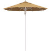 7.5 ft. Silver Aluminum Commercial Market Patio Umbrella Fiberglass Ribs and Pulley Lift in Wheat Sunbrella