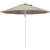 9 ft. Silver Aluminum Commercial Market Patio Umbrella Fiberglass Ribs and Pulley Lift in Granite Sunbrella