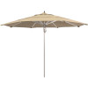 California Umbrella 11 ft. Silver Aluminum Commercial Market Patio Umbrella with Pulley Lift in Antique Beige Sunbrella