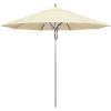 California Umbrella 9 ft. Silver Aluminum Commercial Market Patio Umbrella with Pulley Lift in Canvas Sunbrella