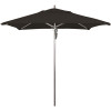 California Umbrella 7.5 ft. Square Silver Aluminum Commercial Market Patio Umbrella with Pulley Lift in Black Sunbrella