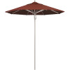 California Umbrella 7.5 ft. Silver Aluminum Commercial Market Patio Umbrella with Pulley Lift in Henna Sunbrella