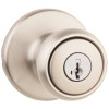 Kwikset Tylo Satin Nickel Keyed Entry Door Knob Featuring SmartKey Security