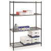Lorell INDUSTRIAL STARTER WIRE SHELVING UNIT, 4 SHELVES, 4000 LB. CAPACITY, BLACK, 36X24X72 IN.