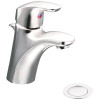 MOEN Baystone Single Hole Single-Handle Bathroom Faucet with Flexible Supply Lines in Chrome