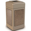 StoneTec 42 Gal. Beige/Riverstone Square Waste Container with Open Lid