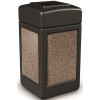 StoneTec 42 Gal. Black/Riverstone Square Trash Can with Open Top Lid