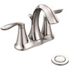 MOEN Eva 4 in. Centerset 2-Handle High-Arc Bathroom Faucet in Chrome