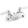 MOEN Chateau 4 in. Centerset 2-Handle Low Arc Bathroom Faucet in Chrome with Drain Assembly