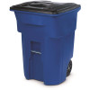 Toter 96 Gal. Blue Outdoor Commercial Trash Can with Quiet Wheels and Lid