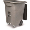 Toter 96 Gal. Gray Indoor/Outdoor Graystone Trash Can with Wheels and Lid (2 caster wheels 2 stationary wheels)