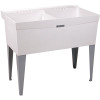 MUSTEE Utilatwin 13 in. x 40 in. x 33 in Fiberglass Floor-Mount Double-Basin Laundry Tub in White