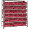 Quantum Storage Systems economy 4 in shelf bin 12 in. x 36 in. x 39 in. 7-Tier Shelving System Complete with QSB102 Red Bins