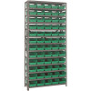 1275-101GN Economy 4 in. Shelf Bin 12 in. x 36 in. x 75 in. 13-Tier Shelving System Complete with QSB102 Green Bins