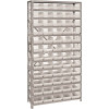 1275-101CL Economy 4 in. Shelf Bin 12 in. x 36 in. x 75 in. 13-Tier Shelving System Complete with QSB102 Clear Bins