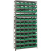 Economy 4 in. Shelf Bin 18 in. x 36 in. x 75 in. 13-Tier Shelving System Complete with QSB104 Green Bins