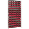 Economy 4 in. Shelf Bin 18 in. x 36 in. x 75 in. 13-Tier Shelving System Complete with QSB104 Red Bins