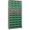 Economy 4 in. Shelf Bin 18 in. x 36 in. x 75 in. 13-Tier Shelving System Complete with QSB108 Green Bins