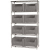 Quantum Storage Systems 18 in. x 42 in. x 74 in. Giant Stack Container Wire Shelving System 5-Tier in Gray