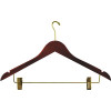 Womens Hanger Walnut Contoured Small Hook in Brass (100 per Case)