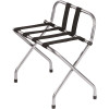 Hospitality 1 Source Powder Coated Metal Luggage Rack with Backrest Hammertone with Black Straps (4 per Case)