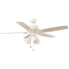 Hampton Bay Rockport 52 in. LED Matte White with White/Elm Blades Ceiling Fan with Light Kit