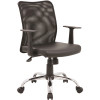 BOSS Office Products Black Mesh Black Vinyl Seat Chrome Base T-Arms Pneumatic Lift Mesh Task Chair