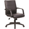 BOSS Office Products Black Mid Back Executive Chair in LeatherPlus