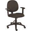BOSS Office Products Black Fabric Cushions Adjustable Arms Swivel-Tilt Pneumatic Lift Office Task Chair
