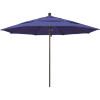 11 ft. Bronze Aluminum Commercial Market Patio Umbrella with Fiberglass Ribs and Pulley Lift in Pacific Blue Sunbrella