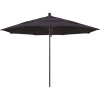 11 ft. Bronze Aluminum Commercial Market Patio Umbrella with Fiberglass Ribs and Pulley Lift in Navy Blue Sunbrella