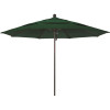 11 ft. Bronze Aluminum Commercial Market Patio Umbrella with Fiberglass Ribs and Pulley Lift in Forest Green Sunbrella