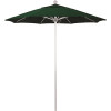 7.5 ft. Silver Aluminum Commercial Market Patio Umbrella with Fiberglass Ribs and Push Lift in Forest Green Sunbrella
