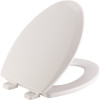 BEMIS Adjustable Elongated Closed Front Enameled Wood Toilet Seat in White