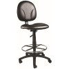 BOSS Office Products Antimicrobial Black Vinyl Cushions Chrome Footring Armless Pneumatic Lift Drafting Chair