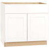 Hampton Bay Hampton Assembled 36 x 34.5 x 21 in. Bathroom Vanity Base Cabinet in Satin White